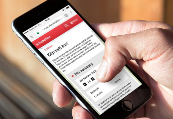 Mobile view of Skånetrafiken responsive web app