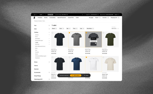 Screenshot of the Båstadgruppen site with their products and the Sortilog tool activated 