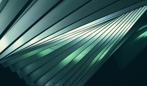 Abstract image of beams in different shades of green.