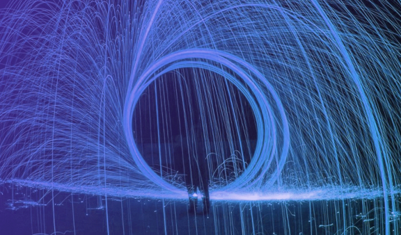 Abstract image of a blue light wheel