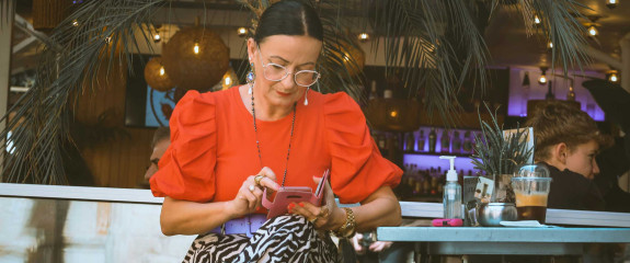 Woman looking at her smartphone