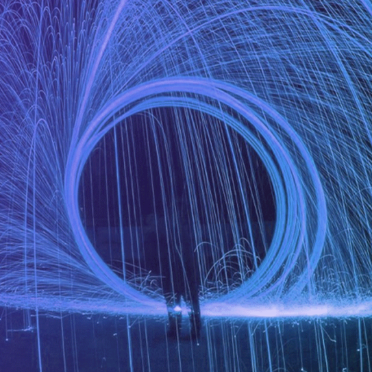 Abstract image of a blue light wheel