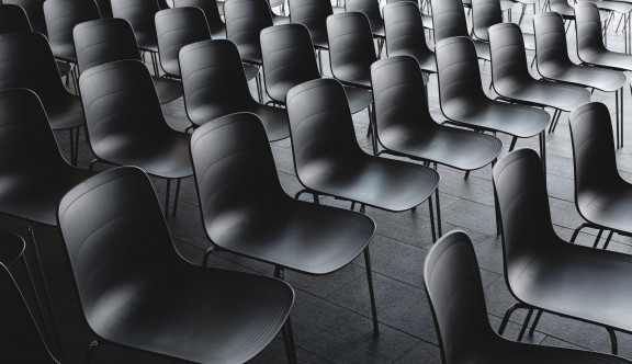 Empty classroom chairs