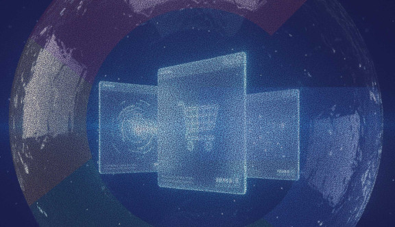 A mirror with a clouded view of a shopping cart